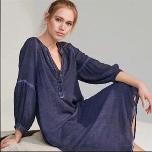 Anthropologie Deep Blue Textured Dress
